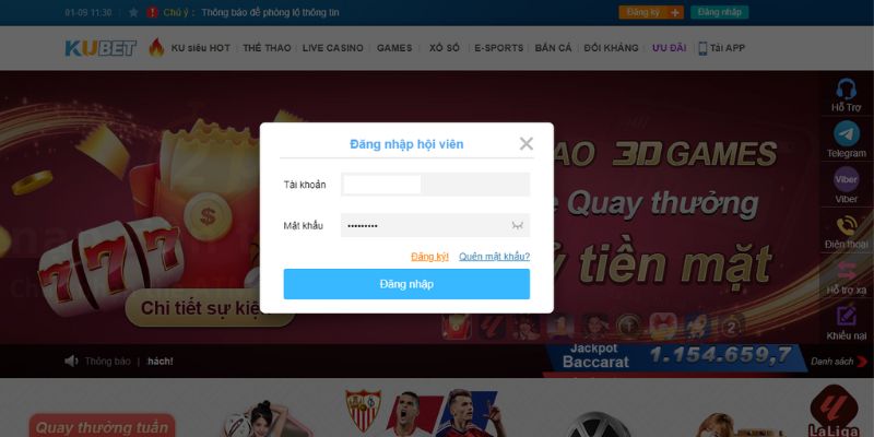 Đăng nhập Kubet tại trang chủ trên trình duyệt web